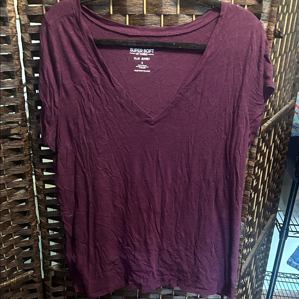Torrid Super Soft V-Neck Tee - Deep Burgundy